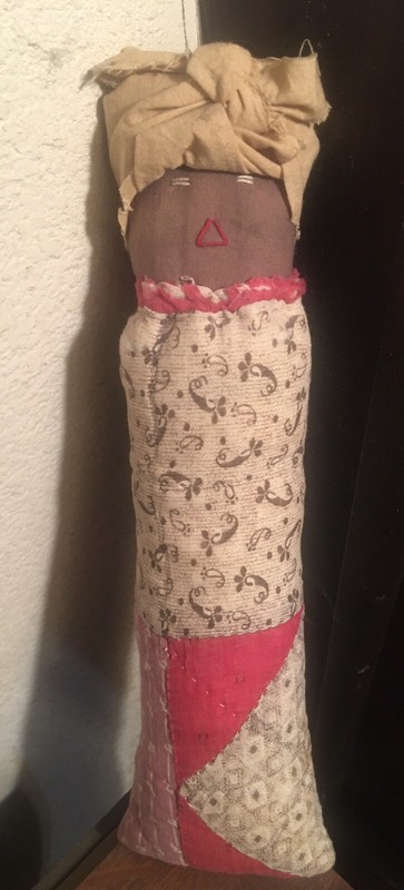 Antique 1800’s Primitive Flour Sack Quilted Hand Made Doll!