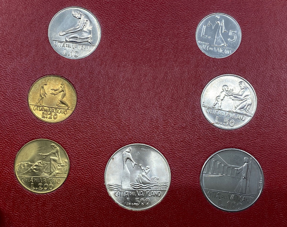 1978 VATICAN Pope PAUL VI 500L 200L Italy Set of 7 Coins 1 is