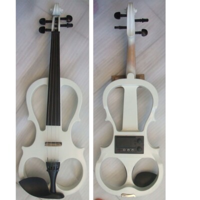 4/4 electric  violin  case bridge string cable rosin ebony pegs headphone WHITE