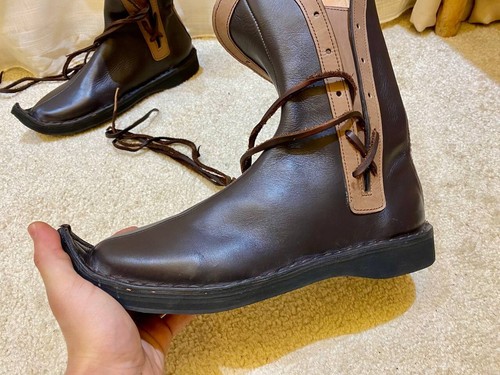 Medieval Leather Boots , Viking Pirate Boots, Long Shoes, Authentic Boot - Picture 6 of 9