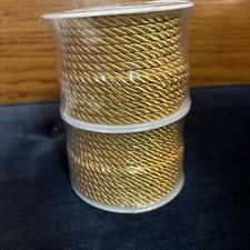 36 Total Yards 5mm Twisted Gold Cord for Crafts, Gold Rope Ribbon, 18 Yards/Roll