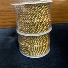 36 Total Yards 5mm Twisted Gold Cord for Crafts, Gold Rope Ribbon, 18 Yards/Roll