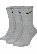 Nike Dri-Fit Everyday Cotton Cushioned Gray Crew Socks 3 Pairs Mens Size 8-12