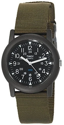 TIMEX Watch Camper Black Dial Khaki Nylon Strap T41711 Brand New!!