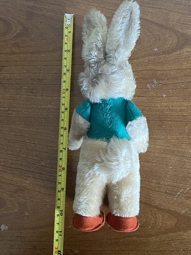 Nikili Male Steiff Rabbit VTG Button & Flag Germany 10” 1948-1960 US ZONE TAG ! - Picture 4 of 6