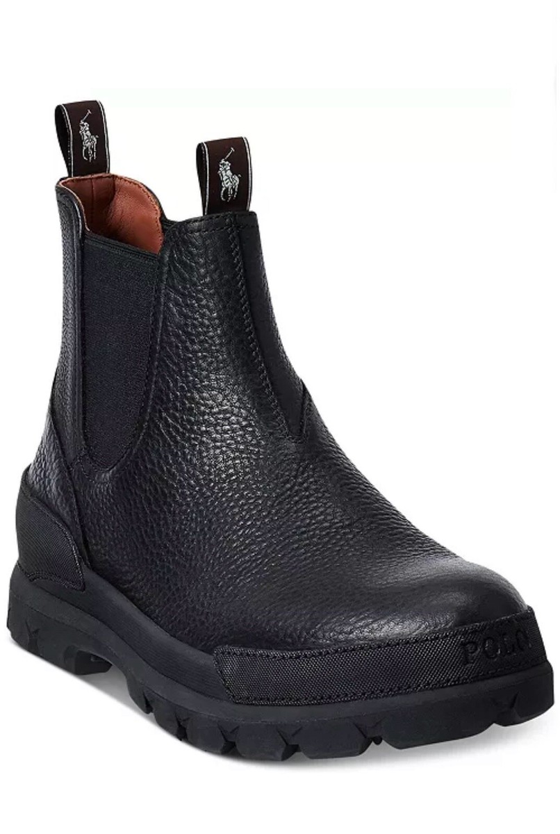 Polo Ralph Lauren Men's Oslo Tumbled Leather Chelsea Boots, Black