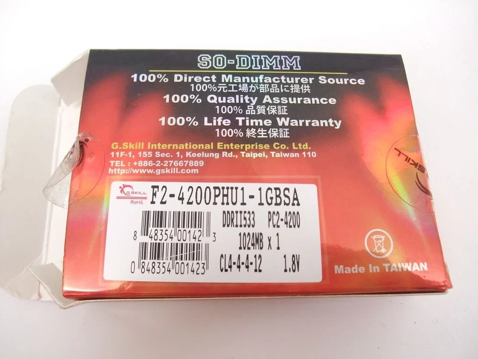 G.SKILL 1GB DDR2 533 PC2-4200 SODIMM Laptop RAM Memory F2-4200PHU1-1GBSA - Image 4 of 4