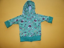 Baby Kapuzenjacke  aus Jersey  gr&uuml;n mit Bauernhofmotiven