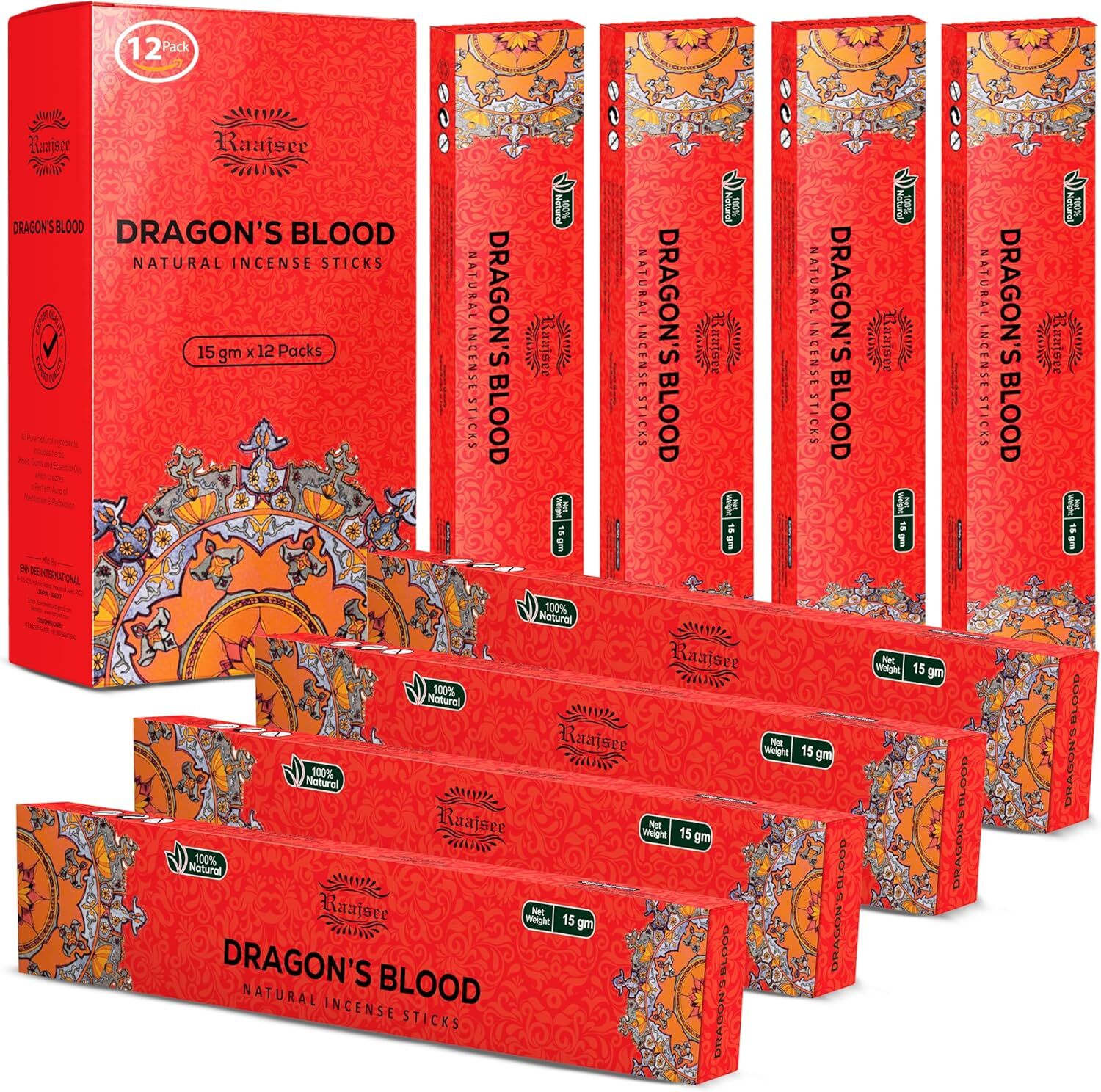 Dragons Blood Incense Sticks (180 gm), 100% Pure Organic Natural Hand Rolled Fre