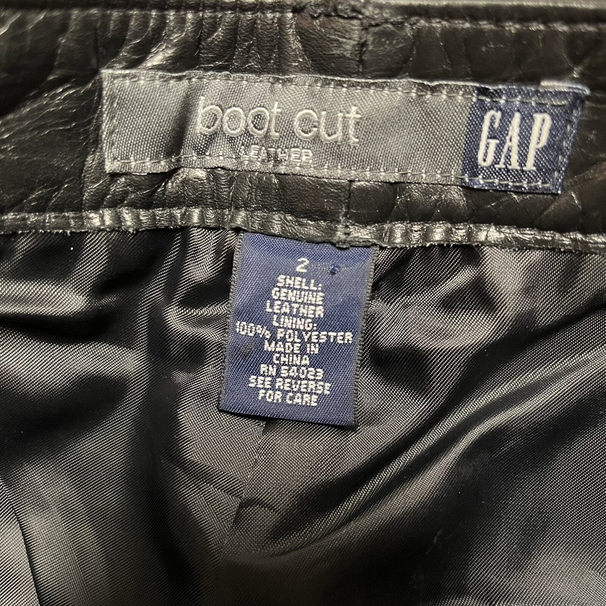 Vintage Gap Leather Pants Womens Sz 2 Black Boot Cut Y2K