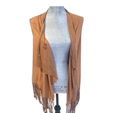Hunger Games Absolutely Famous Brown Fringes Boho Open Front Vest Size Small Nwt