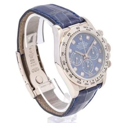 Rolex Cosmograph Daytona 16519G 18K White Gold Blue Sodalite Dial Men's Watch