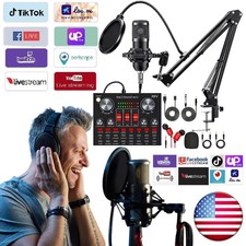 All-in-One Podcast Equipment Bundle V8K Live Sound Card with BM800 Microphone