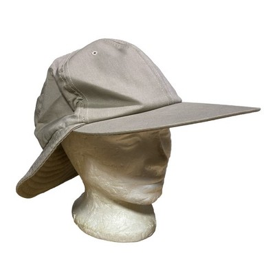 VTG Youngan SI Sportsman Long Bill Cap Fishing Hat Duckbill Khaki Neck Flap XL