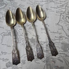 4 L&ouml;ffel aus massivem Silber Vermeil Minerva graviert und verschl&uuml;sselt 42g L...
