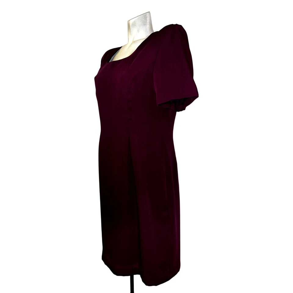 SAG HARBOR Dress Size 16 Cranberry SS Rear Zip Lined Sheath Office Work Dressy - Image 4 of 4