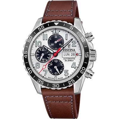 Chronograph Ceramic White / Leather | White Dial Wristwatch F20056-1