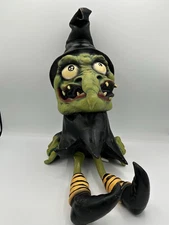 Vintage Rubber Latex Rubber Paper Magic Group Hanging Witch 22" Halloween