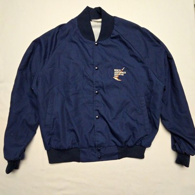 Vintage Beech Aerospace Services Jacket Mens Blue Fleece Lined XL Work Bomber