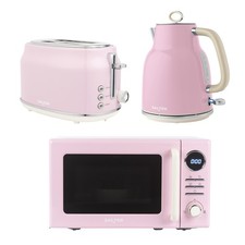 Salter Retro Pink Kettle, Toaster & Microwave Set – Rapid Boil 2-Slice Digital