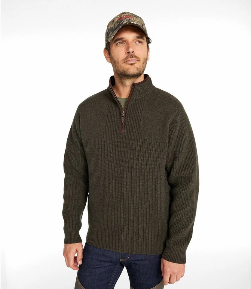 NEW! LL BEAN Chunky Merino Wool Sweater Men's 3XL /Waterfowl Dark Cinder 1/4 Zip - Image 3 of 4