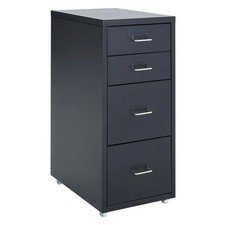 Black 4-Drawer Rolling Vertical Metal File Cabinet, Mobile Office Document