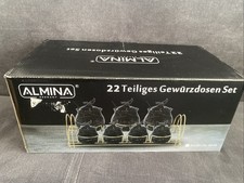 ALMINA 22-teiliges Gewürzdosen-Set – Schwarz/Gold Marmor-Optik (Neu/OVP)