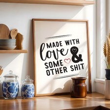 Kitchen Prints Decor Made With Love Funny Coffee Print Home Decor Poster Gift