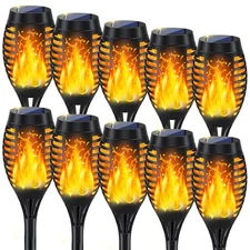 10Pack Solar Lights Outdoor, Solar Torch Lights Outdoor Flickering Flame for ...