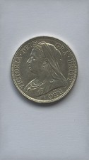 1900 Queen Victoria, Silver Half Crown Coin, VF, High Grade and Detail.
