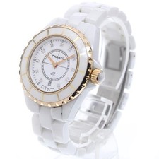Chanel J12 H2181 33mm Ceramic White Dial Quartz Date Watch #C4030
