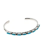 Chaco Canyon Zuni Kingman Turquoise Rectangular Stone Cuff. 6-1/4"