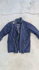 Vintage 90s Metropolitan New York Canvas Field Jacket Navy Flannel Lined Small