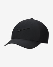 New Nike Club Structured Swoosh Hat Size M/L Triple Black Cap FB5625 011
