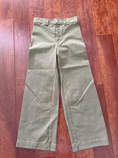 EUC Veronica Beard Women Olive Cynthia Gaucho Wide Leg Jeans Made in USA Size 26