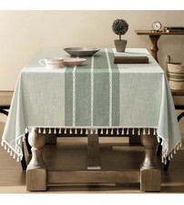 Linen Textured Table Cloth, 60 x 60 Inch Green, Farmhouse Cottage OPEN BOX