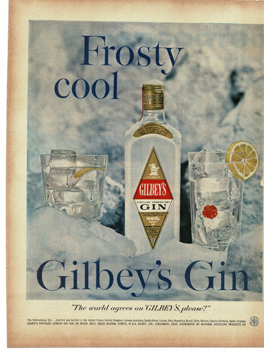 1959 Gilbey's Gin Frosty Cool cocktail drinks Vintage Print Ad