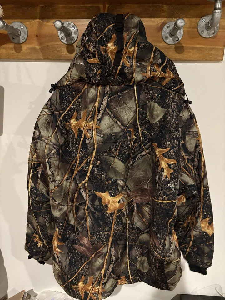 Chaqueta para hombre WFS cremallera completa roble musgo camuflaje aislante capucha extraíble talla grande Foto 3 de 4