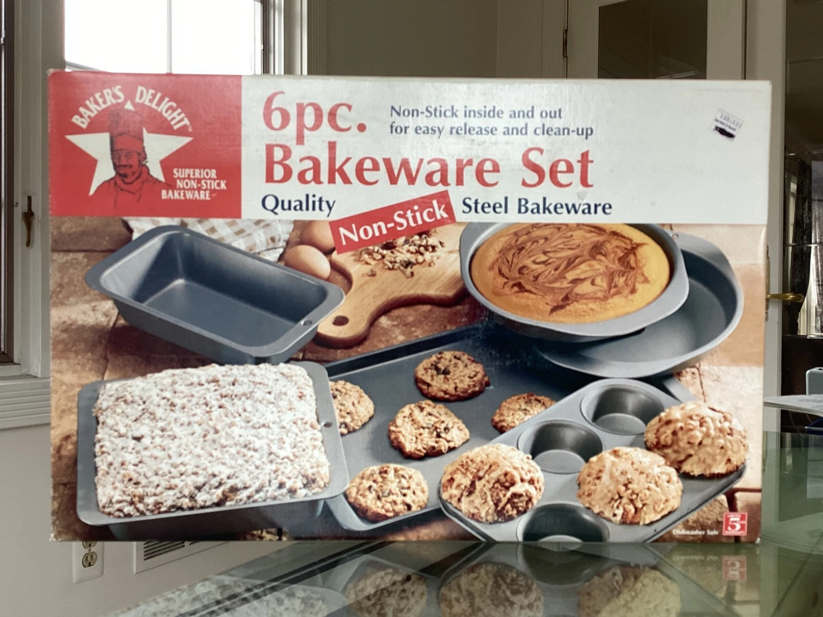 Bakers Delight 6pc Brownie Loaf Muffin Square Cake Cookie Pan Set Sheet Bakware