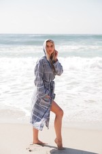 Hooded Turkish Cotton Bathrobe, Lightweight Beach Spa Robe