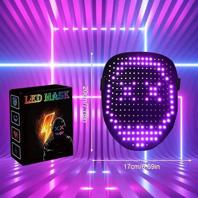 LED-Maske mit Gestenerkennung, LED Maske Gesicht Halloween, LEDs Leuchtmaske - Bild 4 von 4