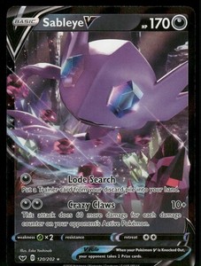 Sableye V 120/202 Ultra Rare Holo NM Pokemon SWSH01: Sword & Shield Base Set