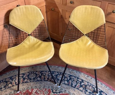 PAIR of Original MCM Herman Miller Eames Wire DKX-1   Bikini  Chairs ca 1957