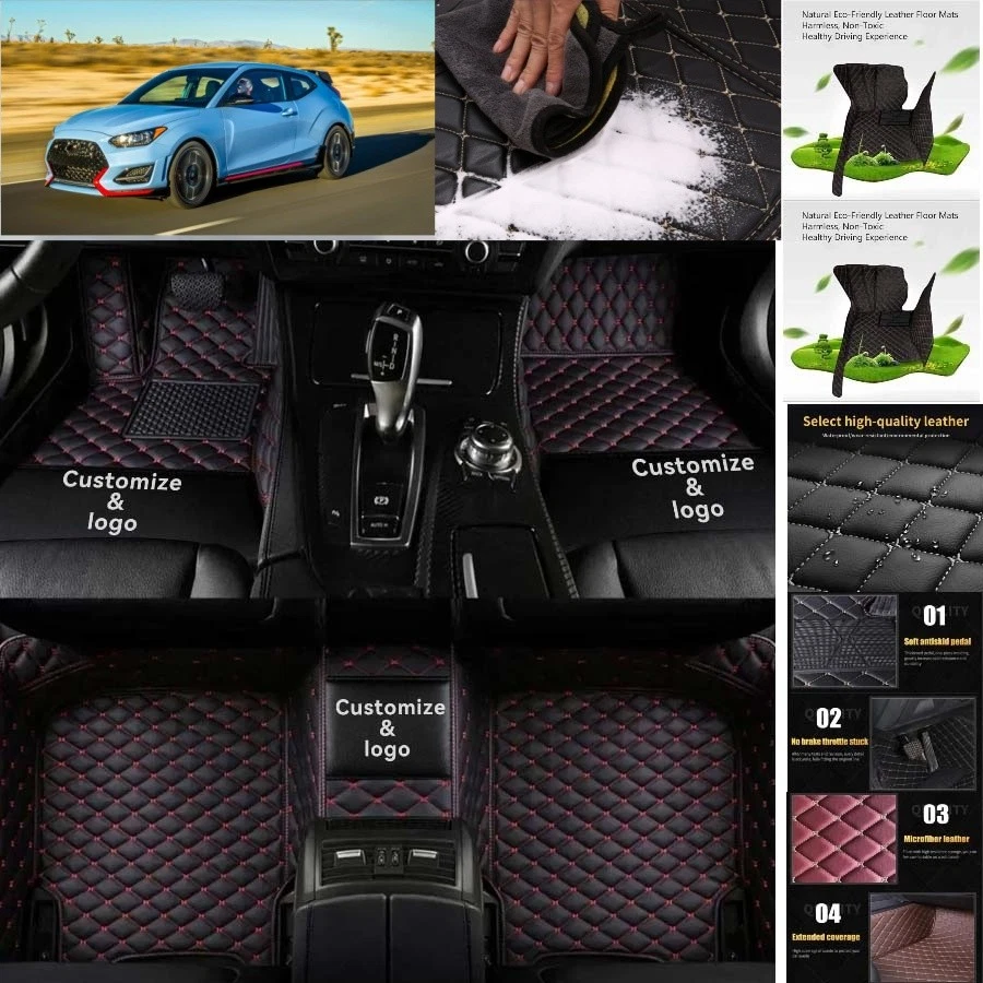For Hyundai Veloster Car Floor Mats Auto Carpets All Weather Waterproof Foto 2 de 4