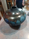 Vintage 1980s Haeger Black Volcanic Lava Glaze Pottery Vase