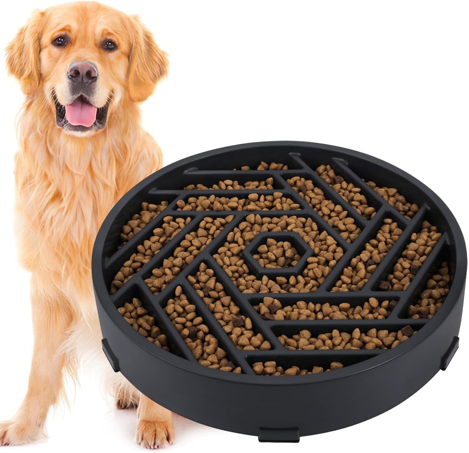 Slow Feeder Dog Bowl, Puzzle Maze Design to Slow down Eating, 2-4-Cup Capacity