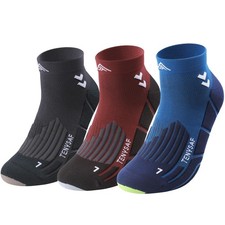 Mens Compression Socks for Running: Anti-Blister Ankle Socks 3 Pairs Athletic...