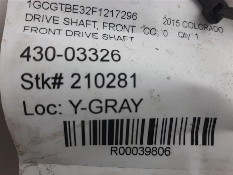 Front Drive Shaft 3.6L Fits 2015-2018 CHEVROLET COLORADO 84076334 - Image 4 of 4