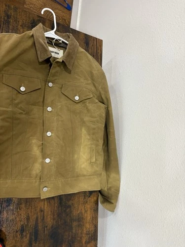 Buck Mason Men's M Khaki Waxed Canvas Trucker Jacket Corduroy Collar NWT image 5