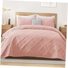 Quilts Queen Size - Blush Pink Quilt Set Bedspread with 2 Pillow Shams,